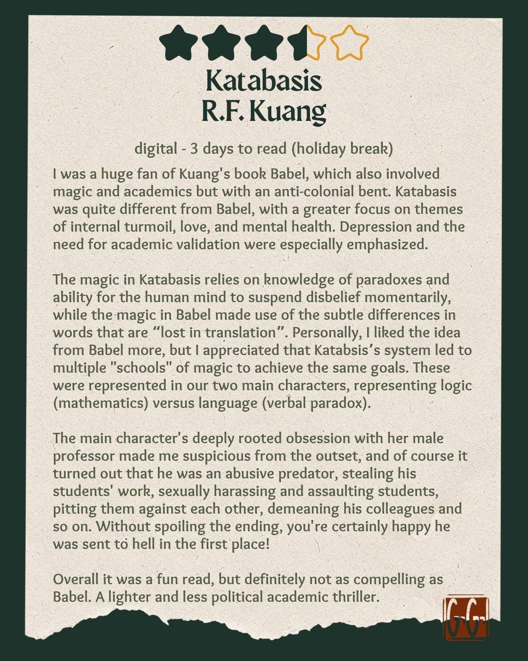 review of Katabasis